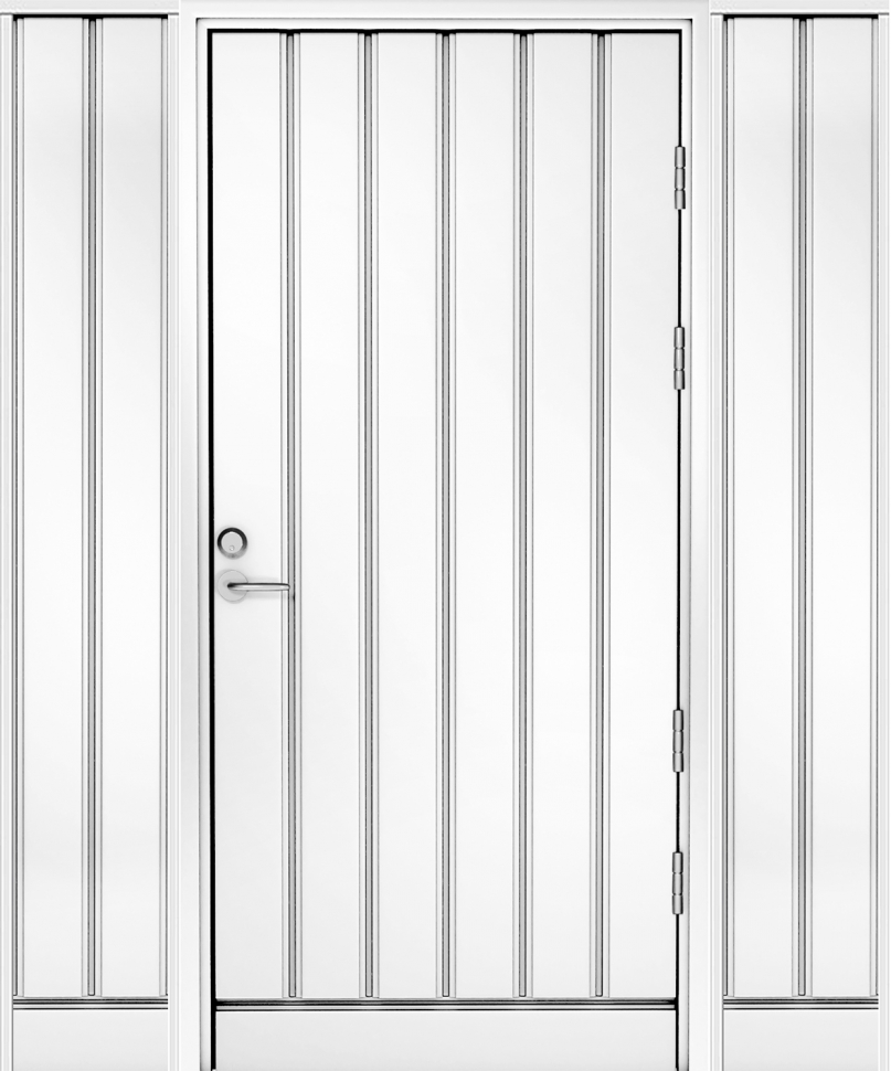Белая входная дверь R1894 с 2 глухими створками