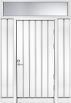 Белая входная дверь R1894 с 2 глухими створками и фрамугой фото 1 — Финдвери